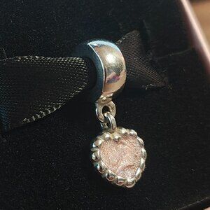 Authentic Pandora Retired Young Love Heart Pink Enamel Dangle Charm 790471EN28